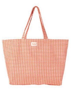 Orange Gingham-look Tote Bag - Women NWT AVENE from France